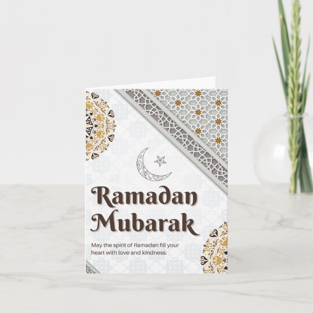 Cartão De Festividades Ramadã Mubarak Arte Mandala Crescente (Frente)
