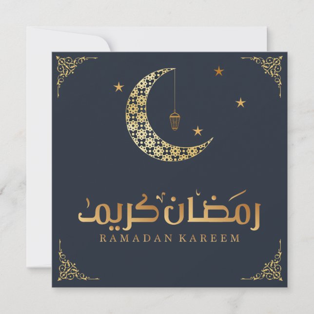 Cartão De Festividades Ramadan kareem - black and gold (Frente)