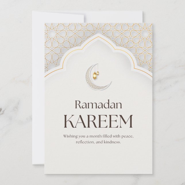 Cartão De Festividades Ramadan Kareem Lantern & Crescent Art (Frente)