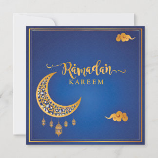 Cartão De Festividades Ramadan Kareem Mubarak Blue e Ouro II personalizad