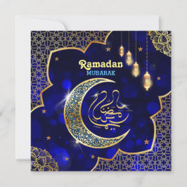 Cartão De Festividades Ramadan Mubarak Caligrafia Árabe Crescente Dourado