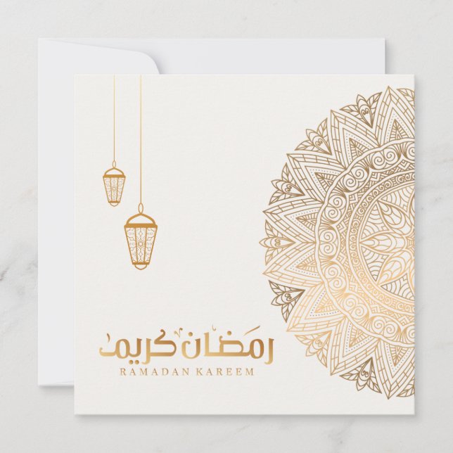 Cartão De Festividades Ramadan Mubarak Kareem | Gold  (Frente)