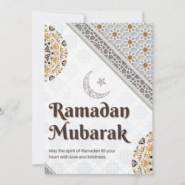 Cartão De Festividades Ramadan Mubarak Mandala Crescent Art (Frente)