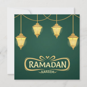Cartão De Festividades Ramadan Mubarak Shiny Lanterna Islâmica Verde