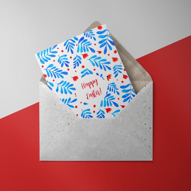 Cartão De Festividades Ramais de aquarelas e Páscoas de flores (Criador carregado)