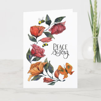 Cartão De Festividades Rambling Rosa Peace and Joy Card