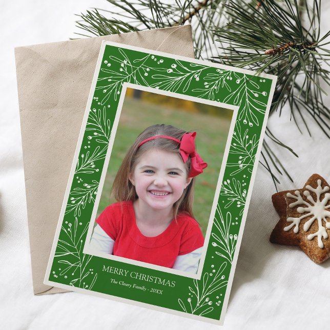 Cartão De Festividades Ramificações de inverno de feriado verde | Foto 20 (Criador carregado)