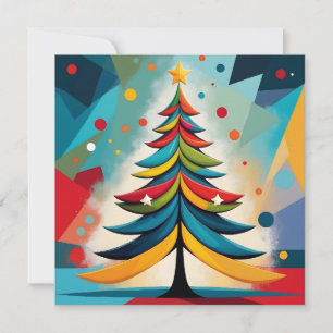 Cartão De Festividades Ramificações de Natal Geométricas de pop Art
