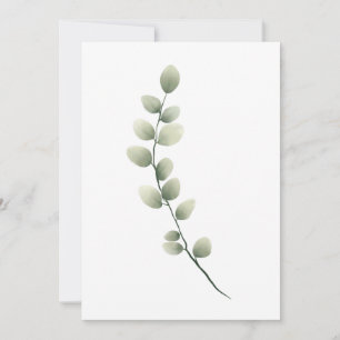 Cartão De Festividades Ramo com Folhas Verde Claro em Estilo Aquarela