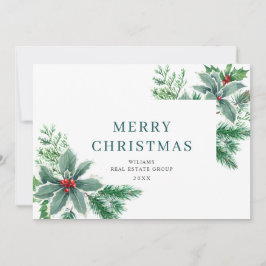Cartão De Festividades Ramo Corporativo de Natal do Festivo Azevinho Berr
