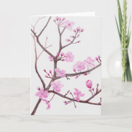 Cartão De Festividades Ramo de árvore florescendo com flores rosa no prim