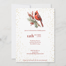 Cartão De Festividades Ramo de Azevinho Cardinal de Inverno em Aquarela R