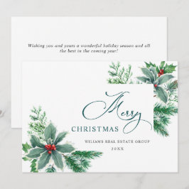 Cartão De Festividades Ramo de Azevinho com Frutas Natalícias Corporativo