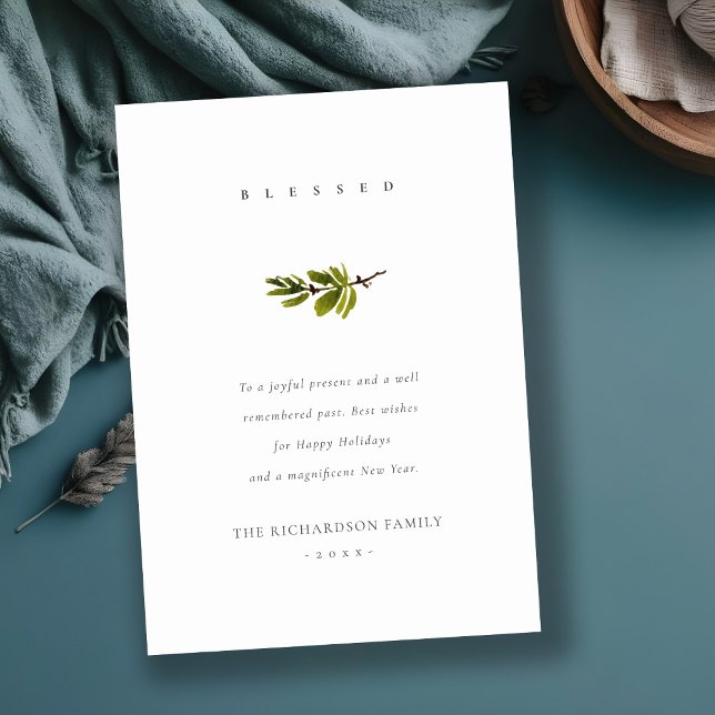 Cartão De Festividades Ramo de pinheiro minimalista elegante Natal abenço (Criador carregado)