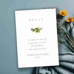 Cartão De Festividades Ramo de pinheiro minimalista elegante Natal Paz