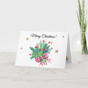 Cartão De Festividades Ramos de Abeto e Frutas Customizados Feliz Natal