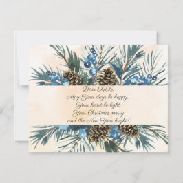 Cartão De Festividades Ramos de aquarela e cones enquadram com desejos