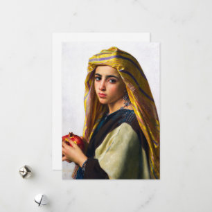 Cartão De Festividades Rapariga com romã por William Bouguereau