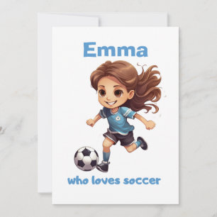 Cartão De Festividades Rapariga que ama futebol com seu nome