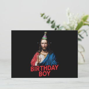 Cartão De Festividades Rapaz engraçado de Natal Jesus aniversariante 
