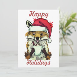 Cartão De Festividades Raposa do Natal