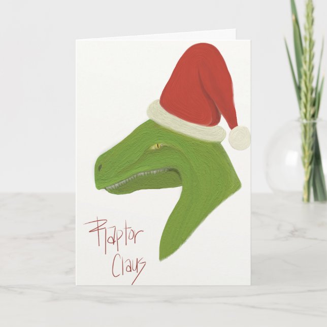Cartão De Festividades Raptor Claus "Merry Christmas" Card (Frente)