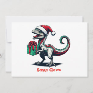 Cartão De Festividades Raptor de chapéu de Natal