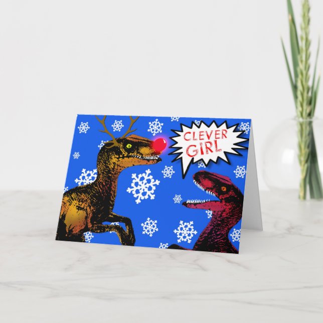 Cartão De Festividades Raptor with your Nose so bright! - Christmas Card (Frente)