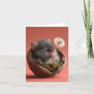 Cartão De Festividades Rato Adorável Dormindo em uma casca de noz