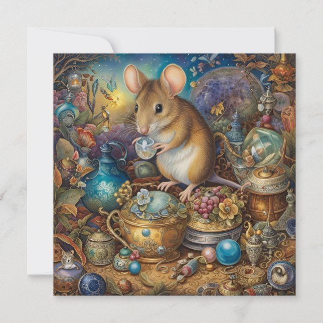 Cartão De Festividades Rato de Feriado (Frente)