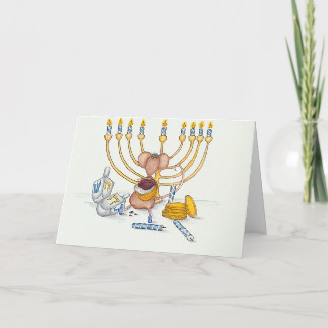 Cartão De Festividades Rato de Hanukkah (Frente)