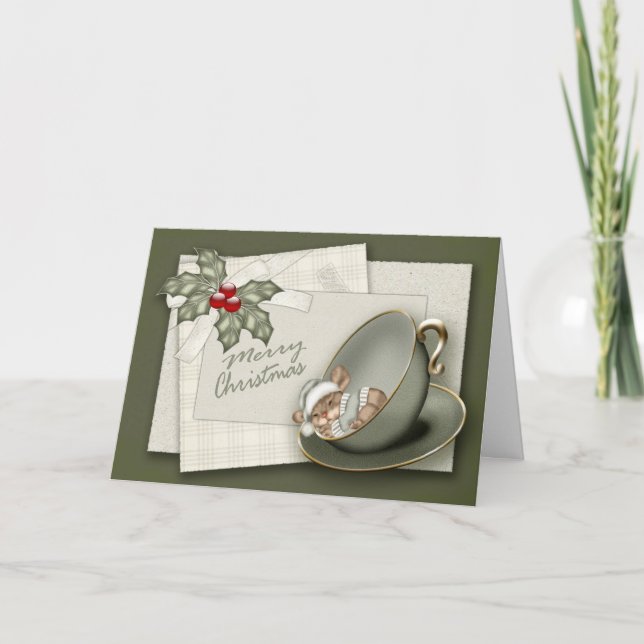 Cartão De Festividades Rato de Natal (Frente)