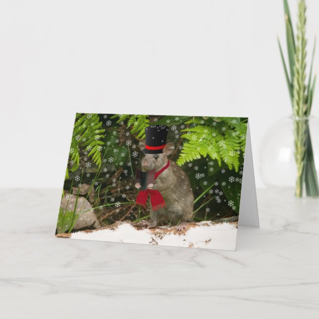 Cartão De Festividades Rato de Natal (Frente)