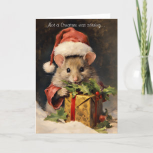 Cartão De Festividades Rato de Natal bonito e divertido com Script