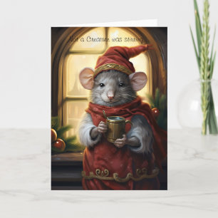 Cartão De Festividades Rato de Natal bonito e divertido com Script