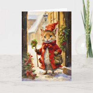 Cartão De Festividades Rato de Natal Whimsso com Script