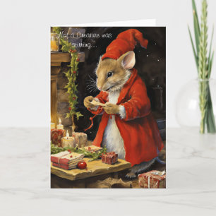 Cartão De Festividades Rato de Natal Whimsso com Script