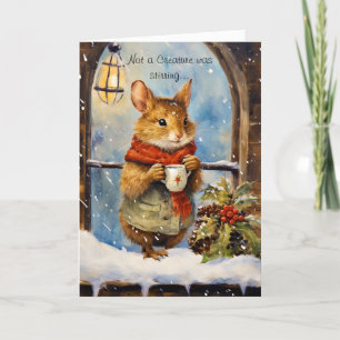 Cartão De Festividades Rato de Natal Whimsso com Script