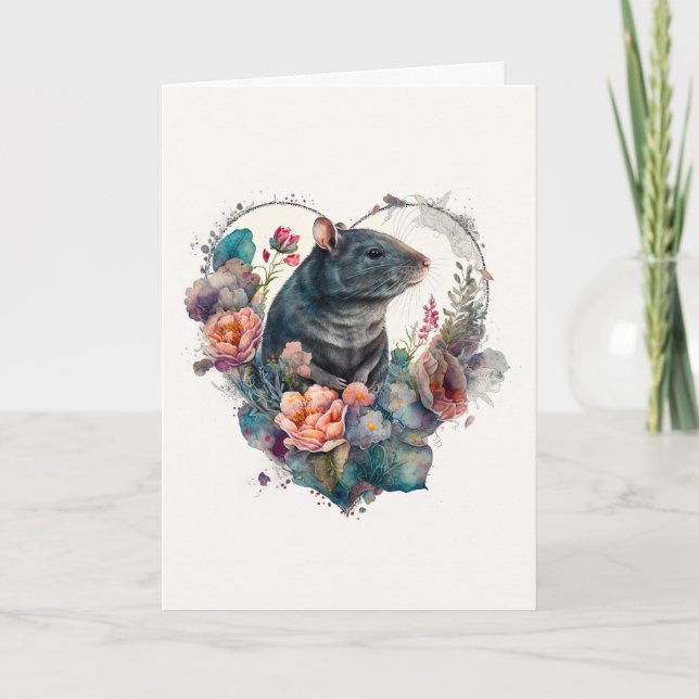 Cartão De Festividades Rato doce de animais de estimação no Dia de os nam (Frente)