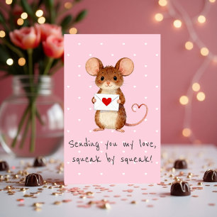 Cartão De Festividades Rato Fofo Enviando Meu Amor, Squeak por Squeak