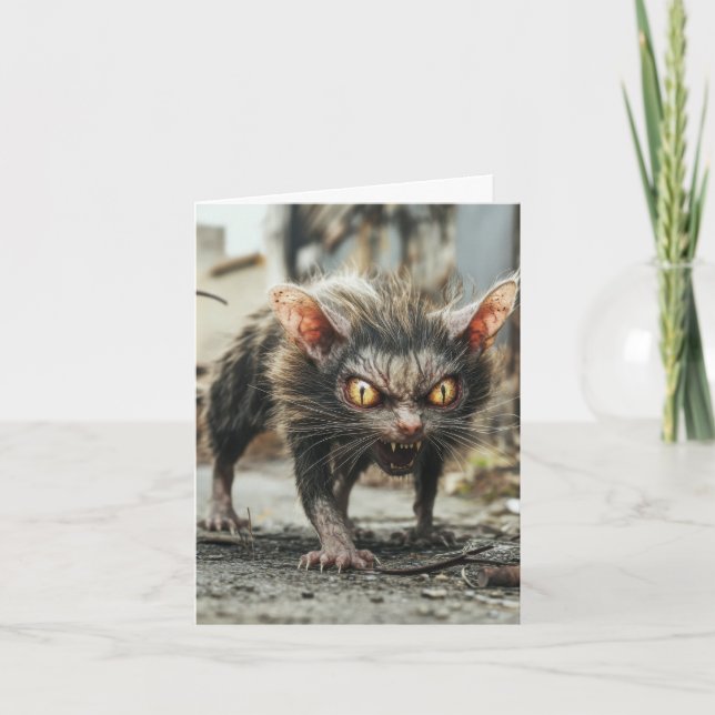 Cartão De Festividades Rato monstro  (Frente)