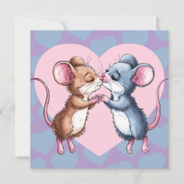 Cartão De Festividades Ratos Beijando Corações do Dia dos Namorados Cartã