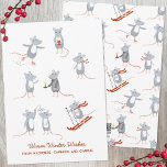 Cartão De Festividades Ratos de inverno<br><div class="desc">Camundongos adoráveis se divertindo na neve do inverno,  esquiando,  patinando,  beijando sob a maleta e geralmente aproveitando a vida! Arte original de Nic Squirrell. Altere o texto da saudação e os nomes a serem personalizados.</div>
