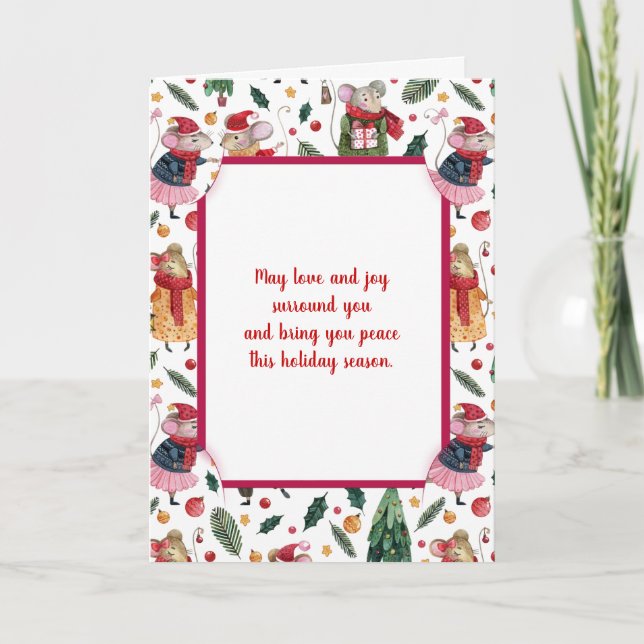 Cartão De Festividades Ratos de Natal (Frente)