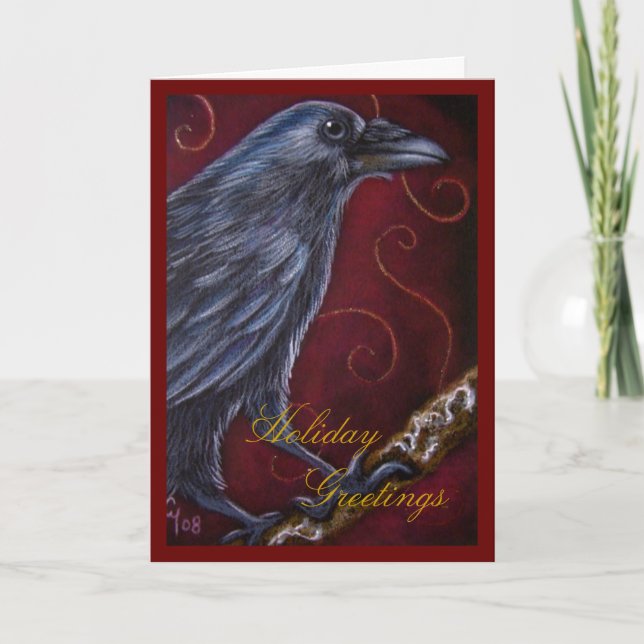 Cartão De Festividades RAVEN CROW HOLIDAY Card (Frente)