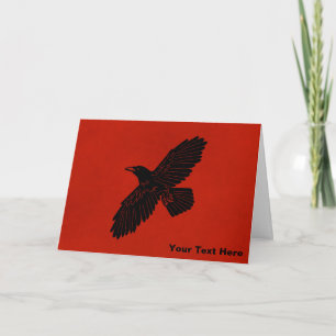 Cartão De Festividades Raven Em Vermelho