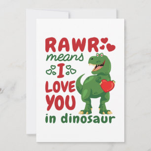 Cartão De Festividades Rawr Significa que Eu Te Amo Em Dinossauro