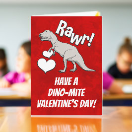 Cartão De Festividades Rawr Tyrannosaurus T Rex Valentine's Day Kids Boys