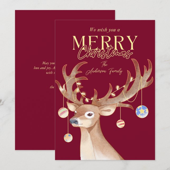 Cartão De Festividades Realizador de Script Red Christmas Elegante Modern (Frente/Verso)