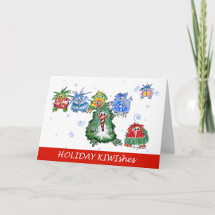 Cartão De Festividades Really Cute Kiwi Cartoon Holiday Card